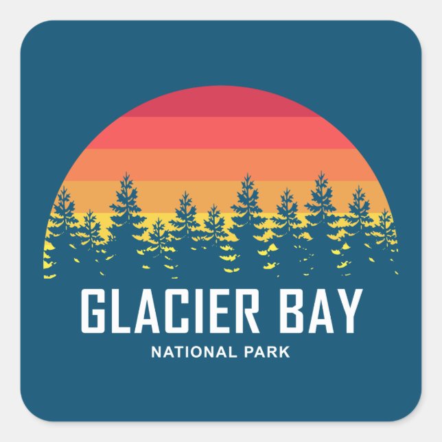 Glacier Bay National Park Quadratischer Aufkleber (Vorderseite)