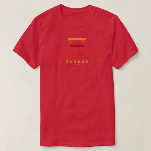 Glacier Bay National Park Retro Abzeichen Bear Red T-Shirt (Design vorne)