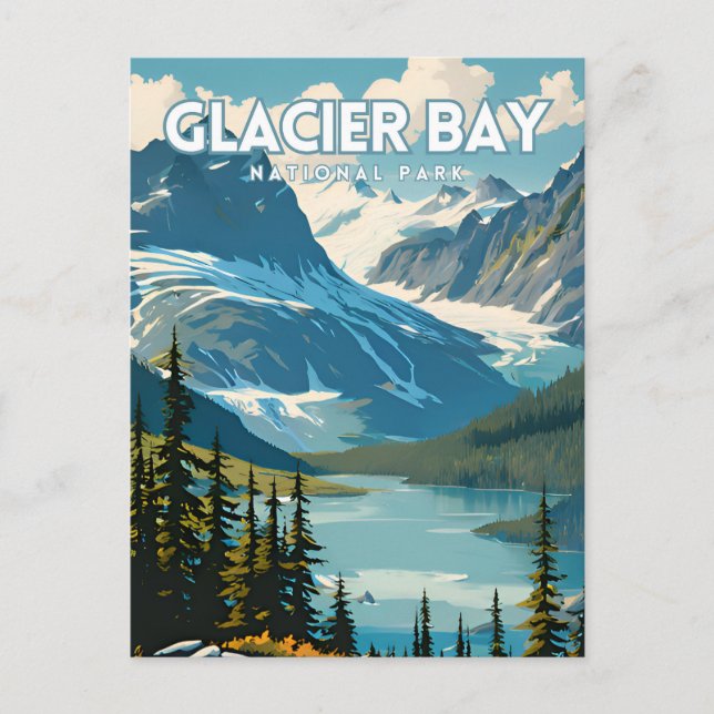 Glacier Bay National Park Travel Poster Postkarte (Vorderseite)