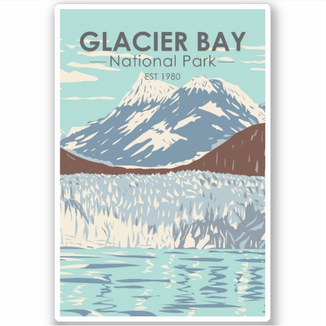 Glacier Bay Nationalpark Alaska Vintag Aufkleber (Vorderseite)