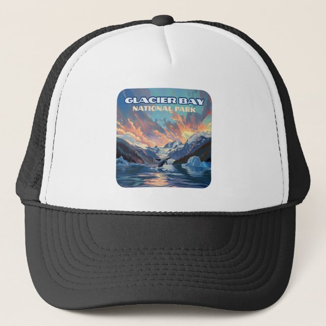 Glacier Bay Nationalpark Alaska Whale Vintag Truckerkappe (Vorderseite)