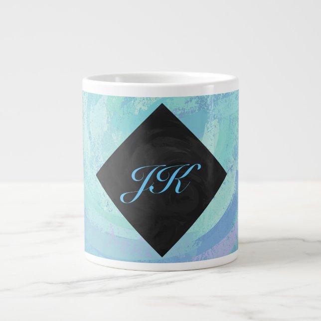 Glacier Blue Monogram Jumbo-Tasse (Vorderseite)