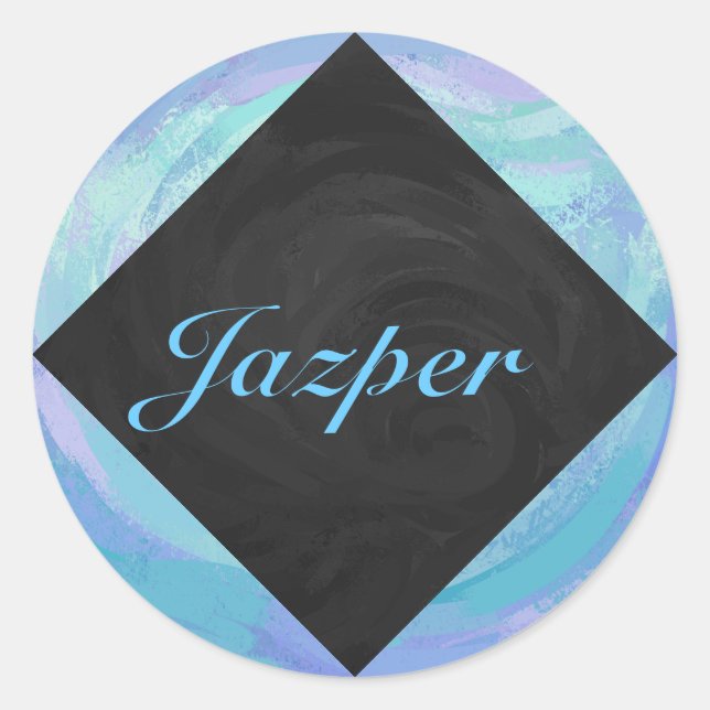 Glacier Blue Monogram Runder Aufkleber (Vorderseite)