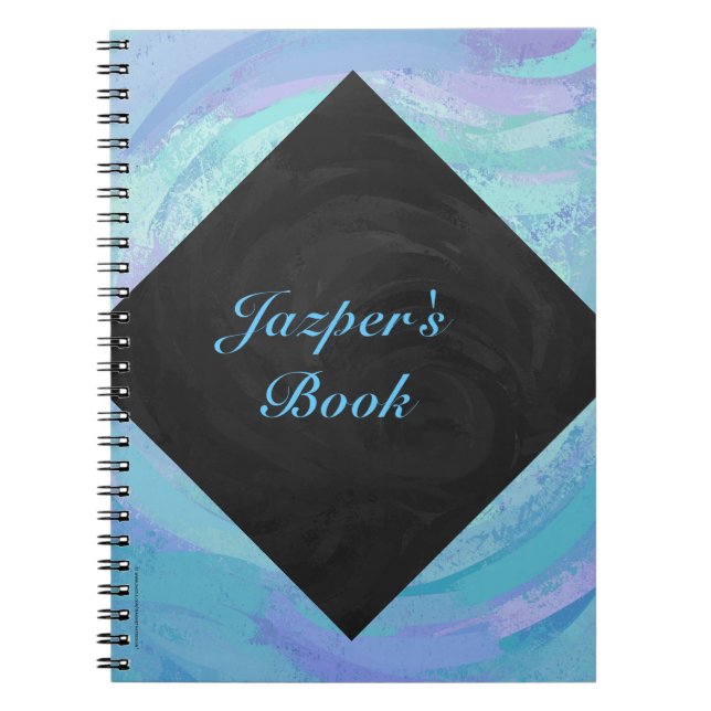Glacier Blue und Black Textured Monogram Notebook Notizblock (Vorderseite)