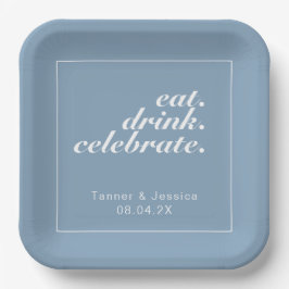 Glacier Blue & White Moderne Minimalistische Hochz Pappteller
