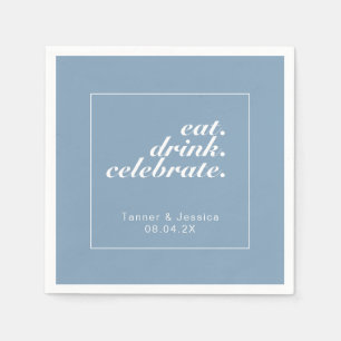 Glacier Blue & White Moderne Minimalistische Hochz Serviette