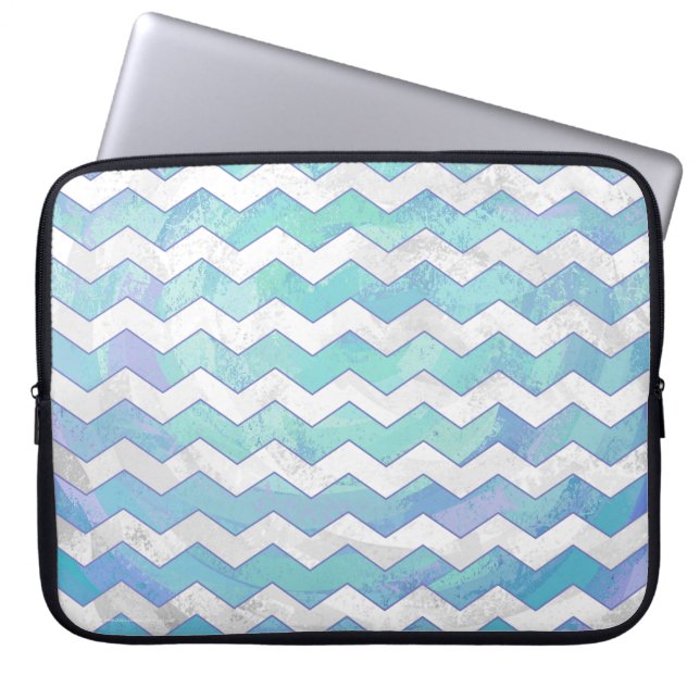 Glacier Blue Zickzack Pattern Laptopschutzhülle (Vorderseite)