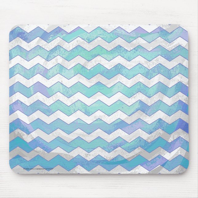 Glacier Blue Zickzack Pattern Mousepad (Vorne)