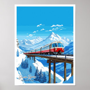 Glacier Express Schweiz Reiseillustrierung Poster