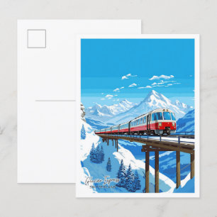Glacier Express Schweiz Reiseillustrierung Postkarte