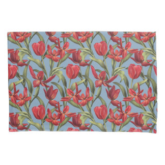 Glacier Lake Hintergrund mit Red Tulips Pillow Cas Kissenbezug