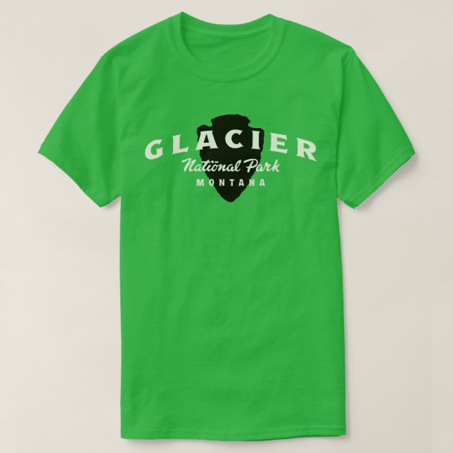 Glacier National Park Arted Text Tan T-Shirt (Design vorne)
