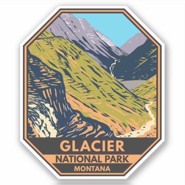 Glacier National Park Auf dem Weg zur Sun Road Aufkleber (Vorderseite)