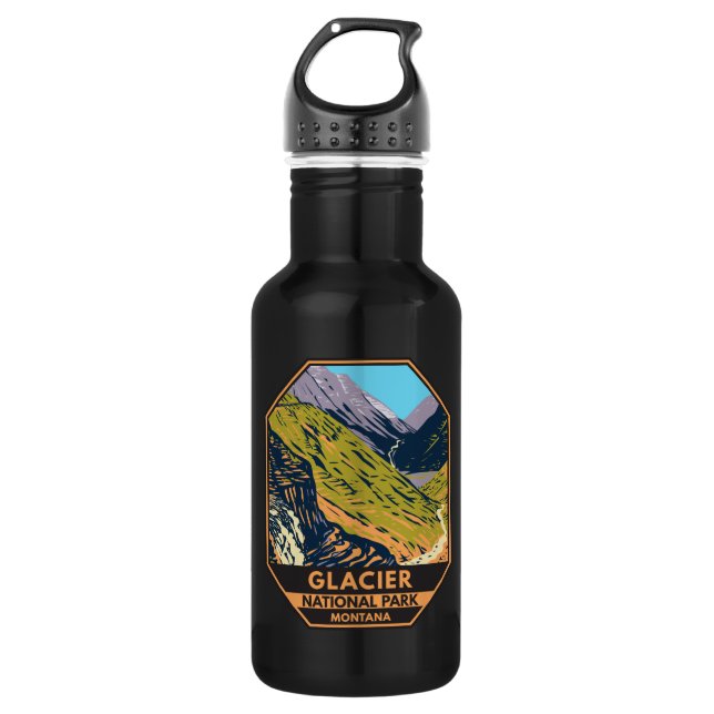 Glacier National Park Auf dem Weg zur Sun Road Edelstahlflasche (Vorderseite)