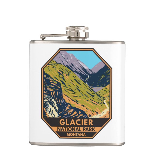 Glacier National Park Auf dem Weg zur Sun Road Flachmann (Vorderseite)