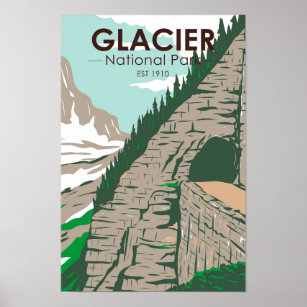 Glacier National Park Auf dem Weg zur Sun Road Ret Poster