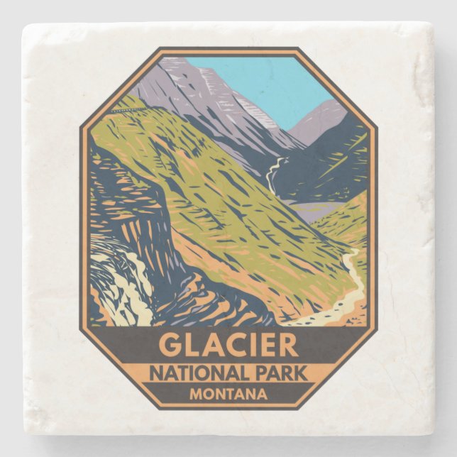 Glacier National Park Auf dem Weg zur Sun Road Steinuntersetzer (Vorderseite)