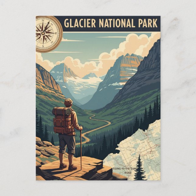 Glacier National Park Auf der Sonnenstraße Postkarte (Vorderseite)