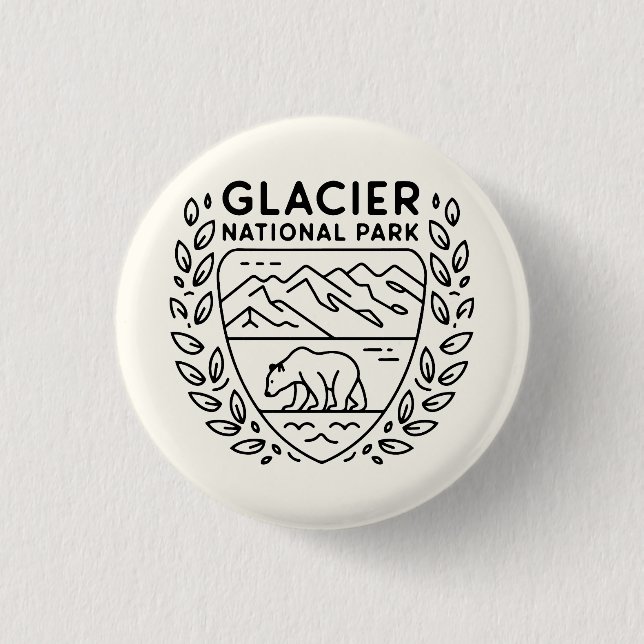 Glacier National Park Bear Emblem Button (Vorderseite)