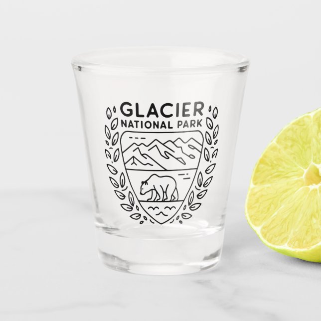 Glacier National Park Bear Emblem Schnapsglas (Vorderseite)