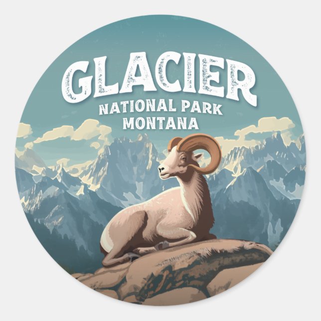 Glacier National Park Bighorn Sheep Runder Aufkleber (Vorderseite)