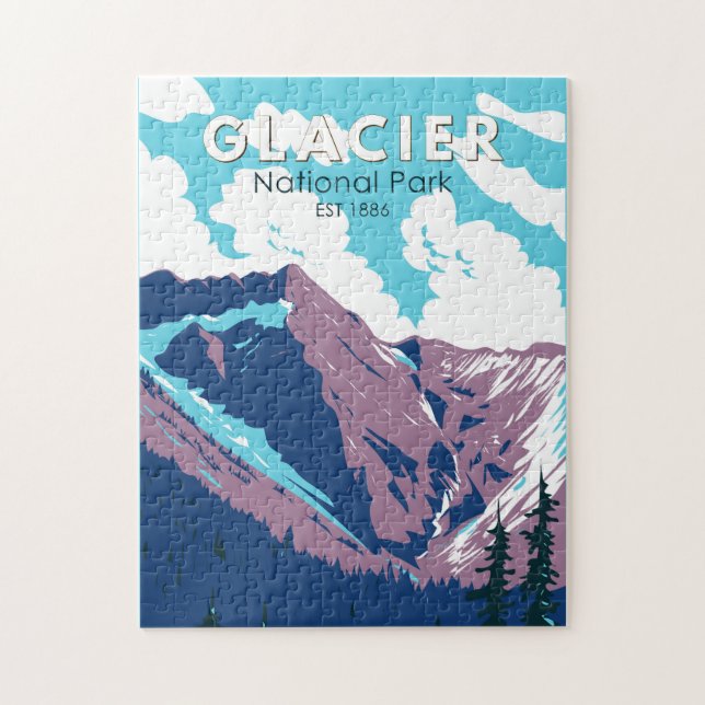 Glacier National Park Canada Travel Art Vintag (Vertikal)