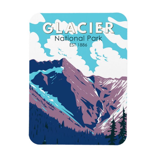 Glacier National Park Canada Travel Art Vintag Magnet (Vertikal)