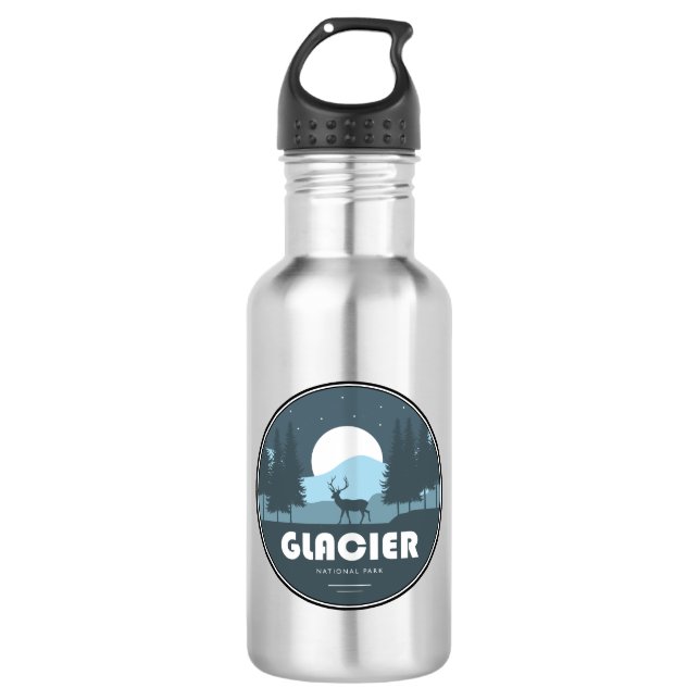 Glacier National Park Deer Edelstahlflasche (Vorderseite)