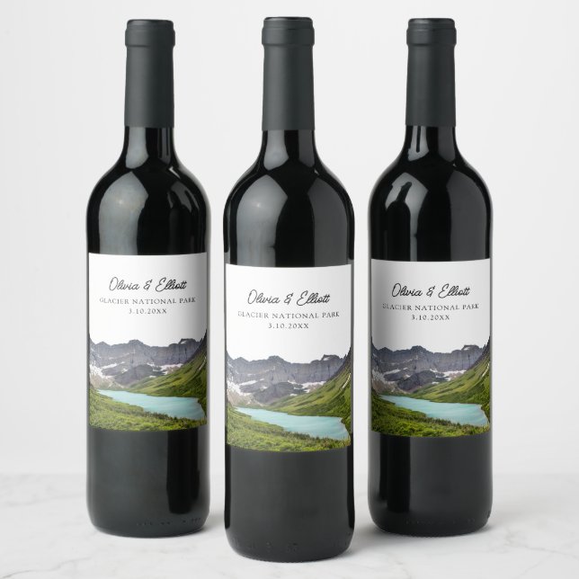 Glacier National Park Gastgeschenk Hochzeit Person Weinetikett (Flaschen)