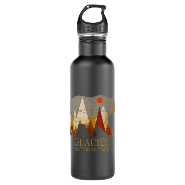 Glacier National Park Grizzly Bär Montana Edelstahlflasche (Vorderseite)