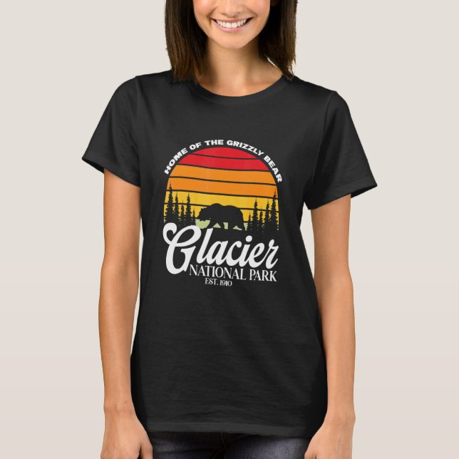 Glacier National Park Grizzly Bear Hiking Vacation T-Shirt (Vorderseite)