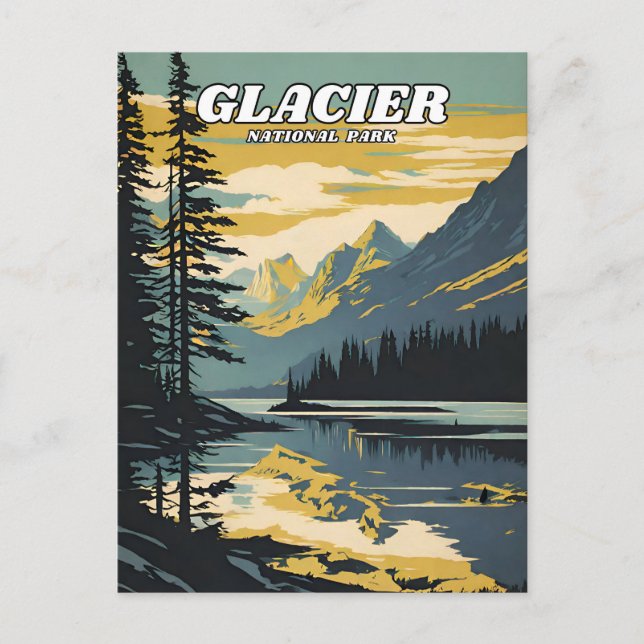 Glacier National Park Illustrationsprogramm Postkarte (Vorderseite)