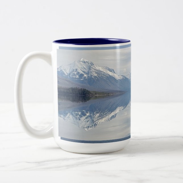 Glacier National Park McDonald Winter Lake Zweifarbige Tasse (Links)
