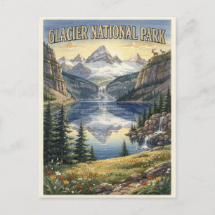 Glacier National Park Montana Aquarell Postkarte