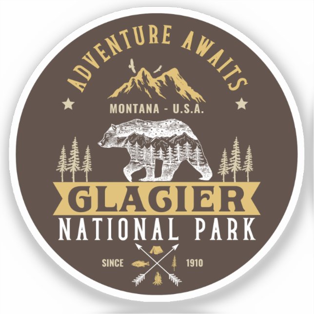 Glacier national park Montana forest landscape Aufkleber (Vorderseite)
