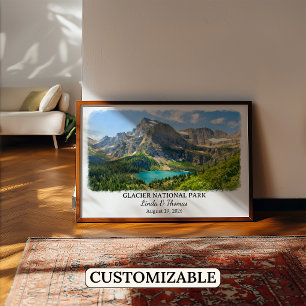 Glacier National Park Montana Poster, Aquarell Poster