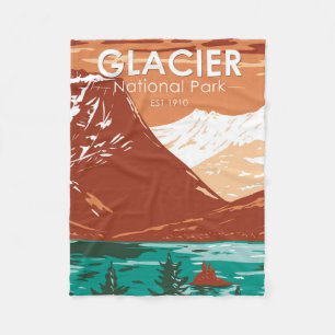 Glacier National Park Montana Vintage Fleecedecke
