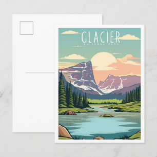 Glacier National Park Montana Vintage Reise Postkarte