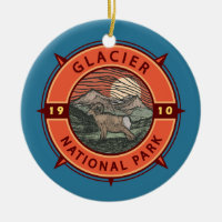 Glacier National Park Retro Bighorn Sheep Compass