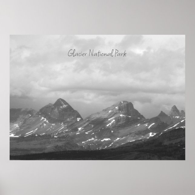 Glacier National Park Schwarz-weißes Foto Poster (Vorne)