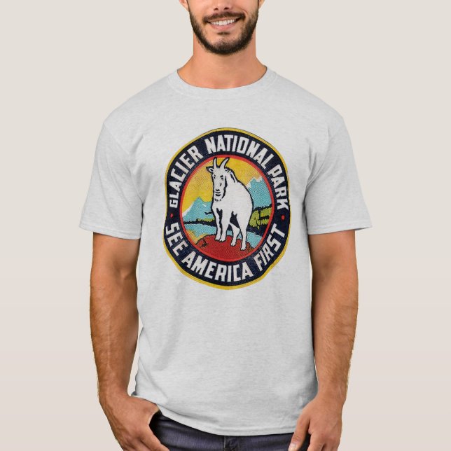 Glacier National Park Sehen Amerika zuerst T-Shirt (Vorderseite)