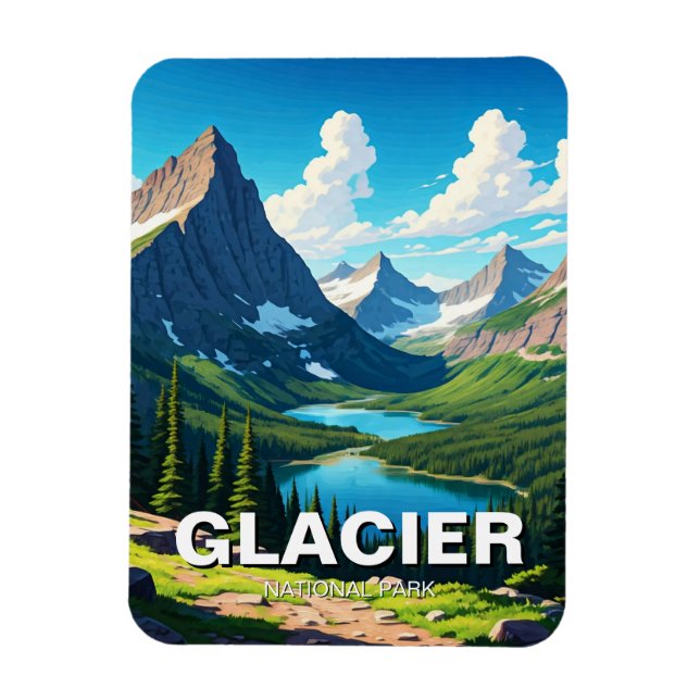 Glacier National Park Travel Magnet (Vertikal)