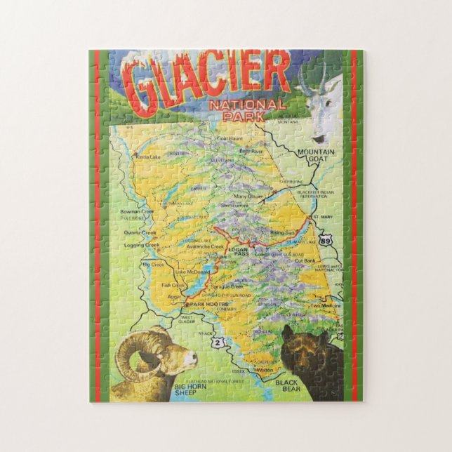 Glacier National Park Vintage Karte (Vertikal)