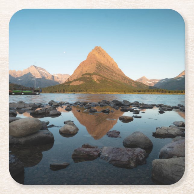 Glacier Nationalpark des Mountainsee-| Rechteckiger Pappuntersetzer (Vorderseite)