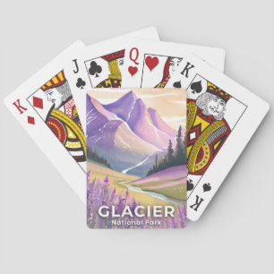 Glacier-Nationalpark Frühlings-Lavendel-Aquarell Spielkarten
