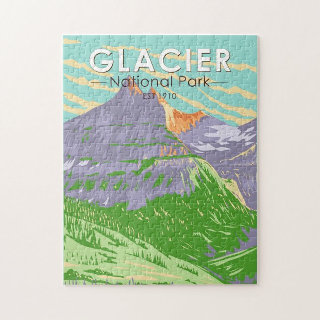 Glacier Nationalpark im Frühjahr Montana Vintag (Vertikal)
