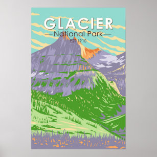 Glacier Nationalpark im Frühjahr Montana Vintag Poster