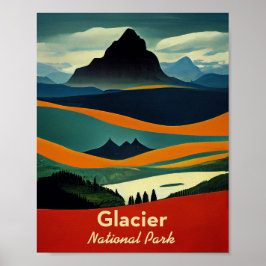 Glacier Nationalpark Minimalistisch Poster