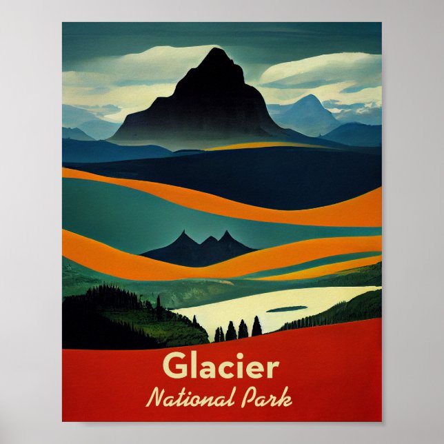 Glacier Nationalpark Minimalistisch Poster (Vorne)