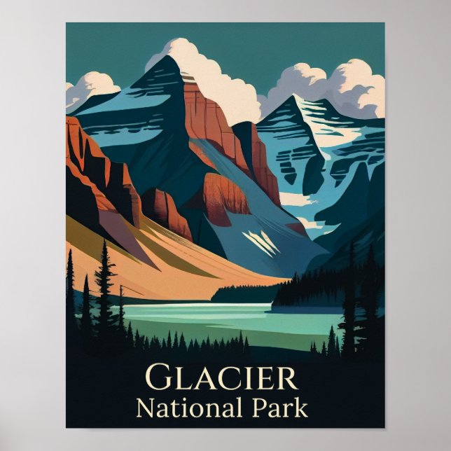 Glacier Nationalpark Moderne Kunst Poster (Vorne)